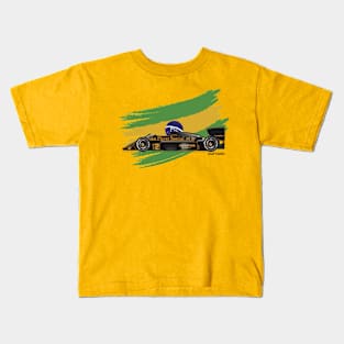 Ayrton Senna's Lotus 97T Illustration by @burrowheel @parkedinargentina Kids T-Shirt